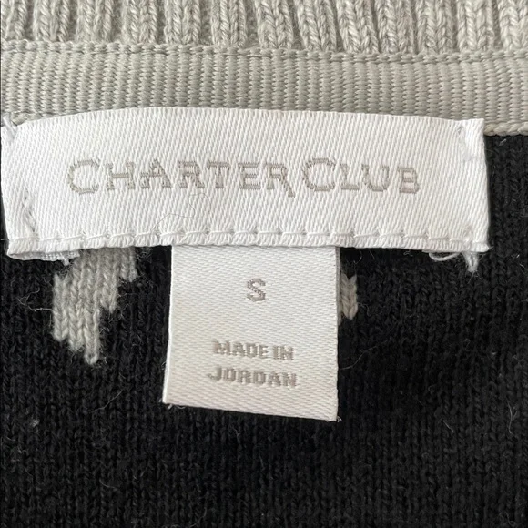 Charter Club Gray Sweater with Black Bow Design - Picture 2 of 5